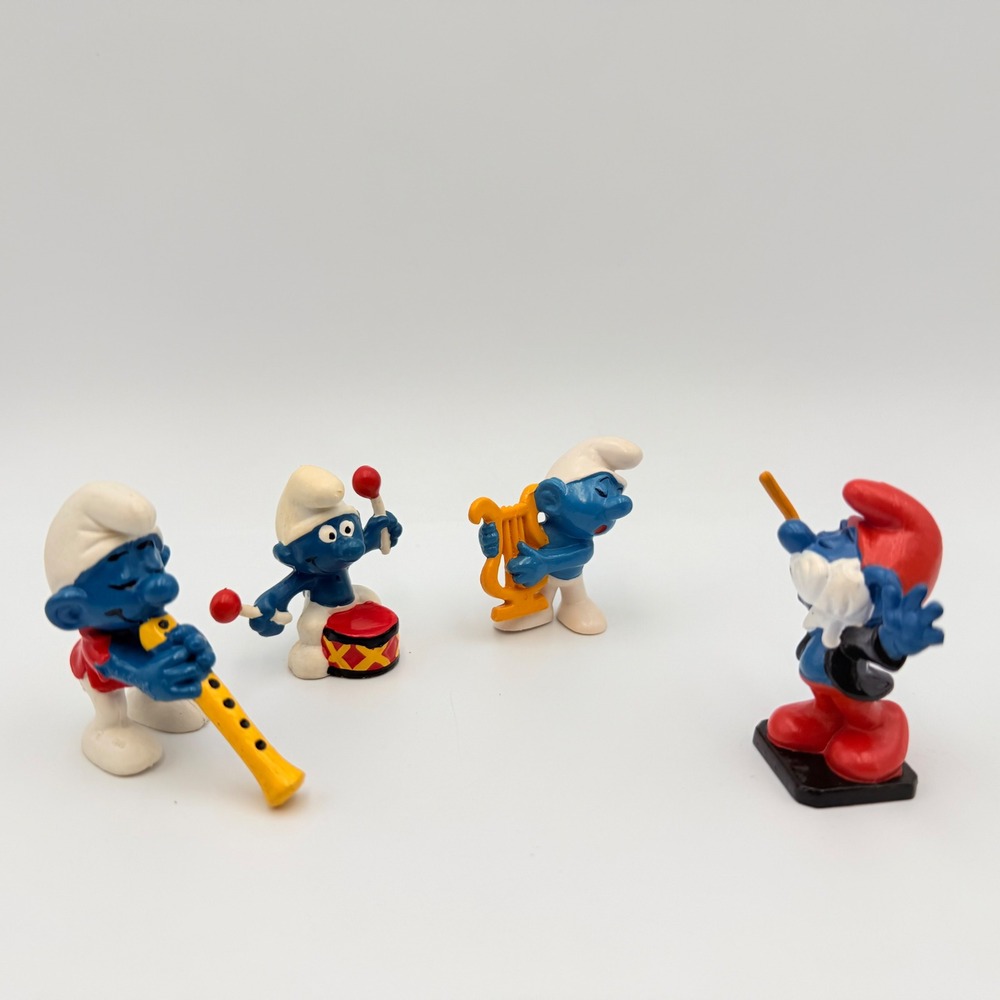Vintage Smurf Musician Figures Set Schleich Bully Peyo Papa Smurf Band 1960-80s